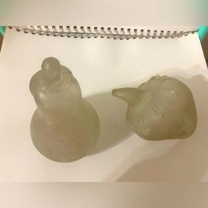 Vintage Murano Scavo Frosted Glass Pear and Strawberry